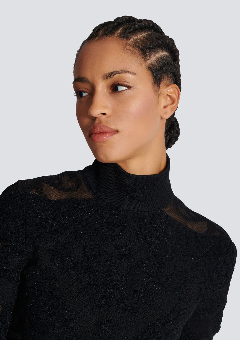 Balmain Semi-sheer Baroque Knit Midi Dress In Multi