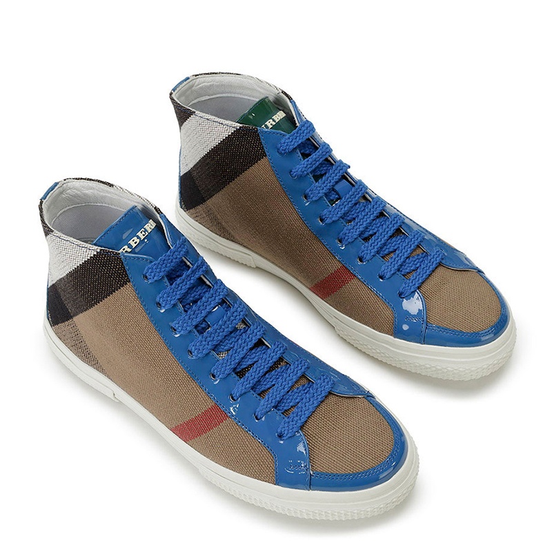 Burberry Checkered High-top Casual Shoes In Multicolor