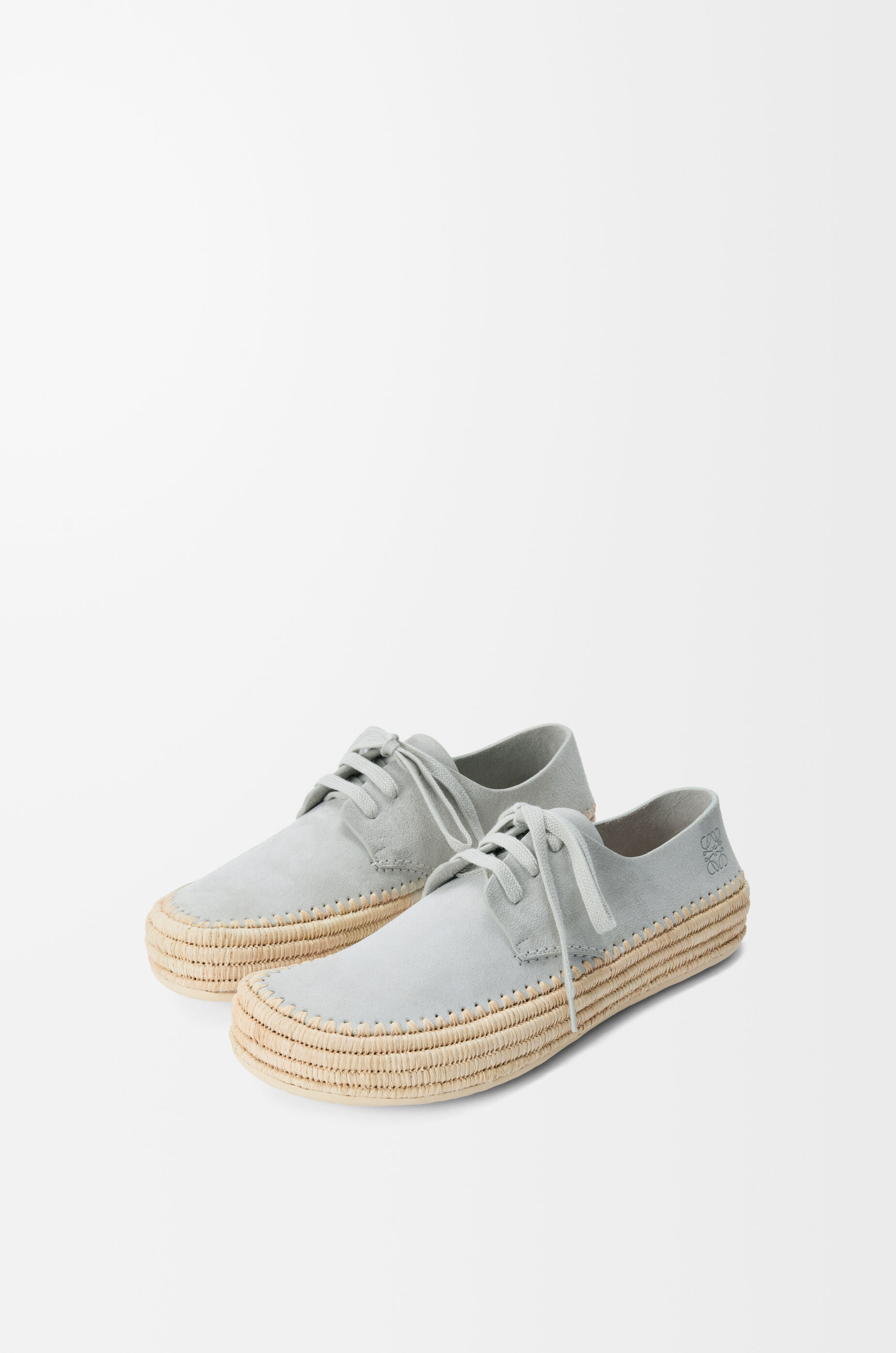 Loewe Scarpe Stringate Rio In Pelle Scamosciata Grigio Chiaro Uomo In Gray