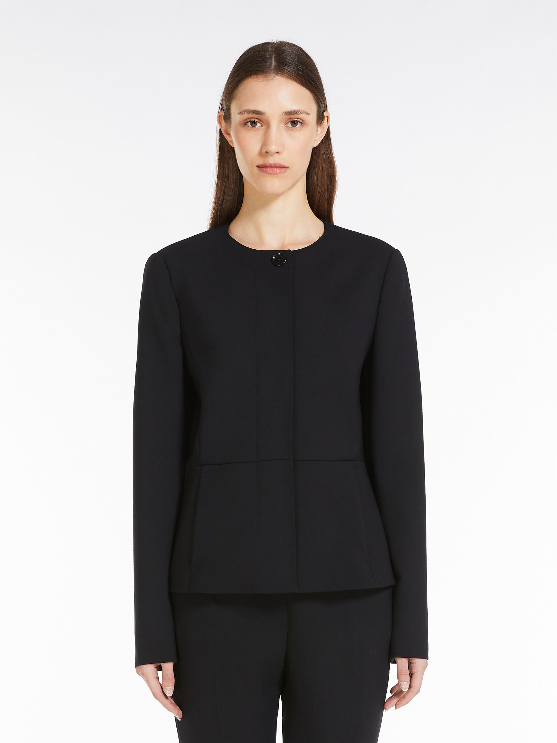Max Mara Round-necked Jacket In Black