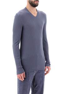 Ferragamo Salvatore  Ribbed-knit Sweater In Blue