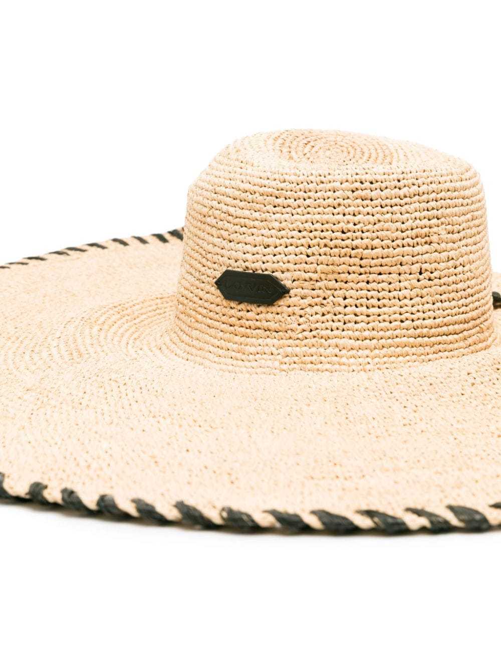 Lanvin Whipstitch-detailing Raffia Hat In Nude