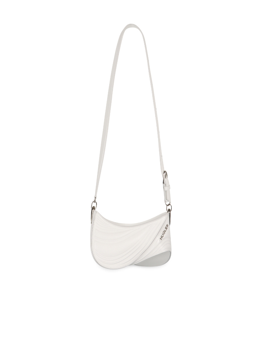 Mugler Small Spiral Curve 01 Shoulder Bag In White