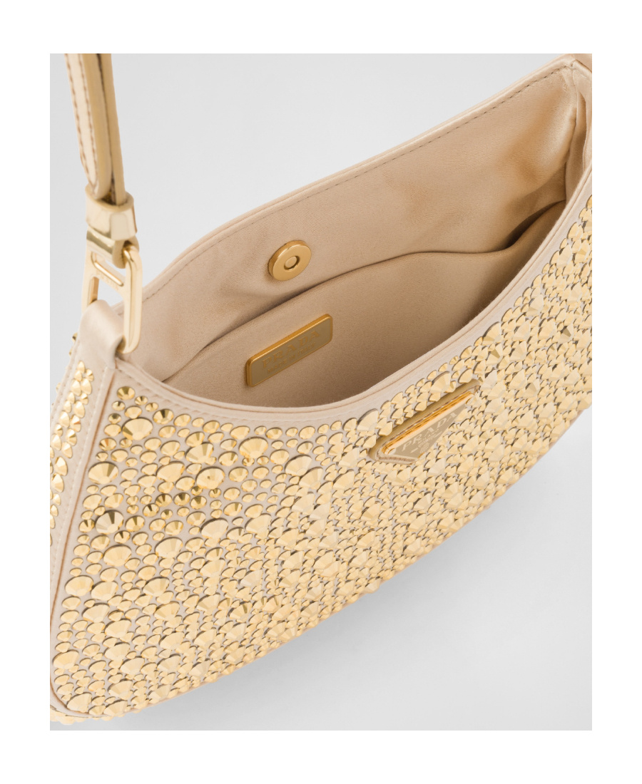 Prada Cleo Satin Bag With Crystals In Yellow