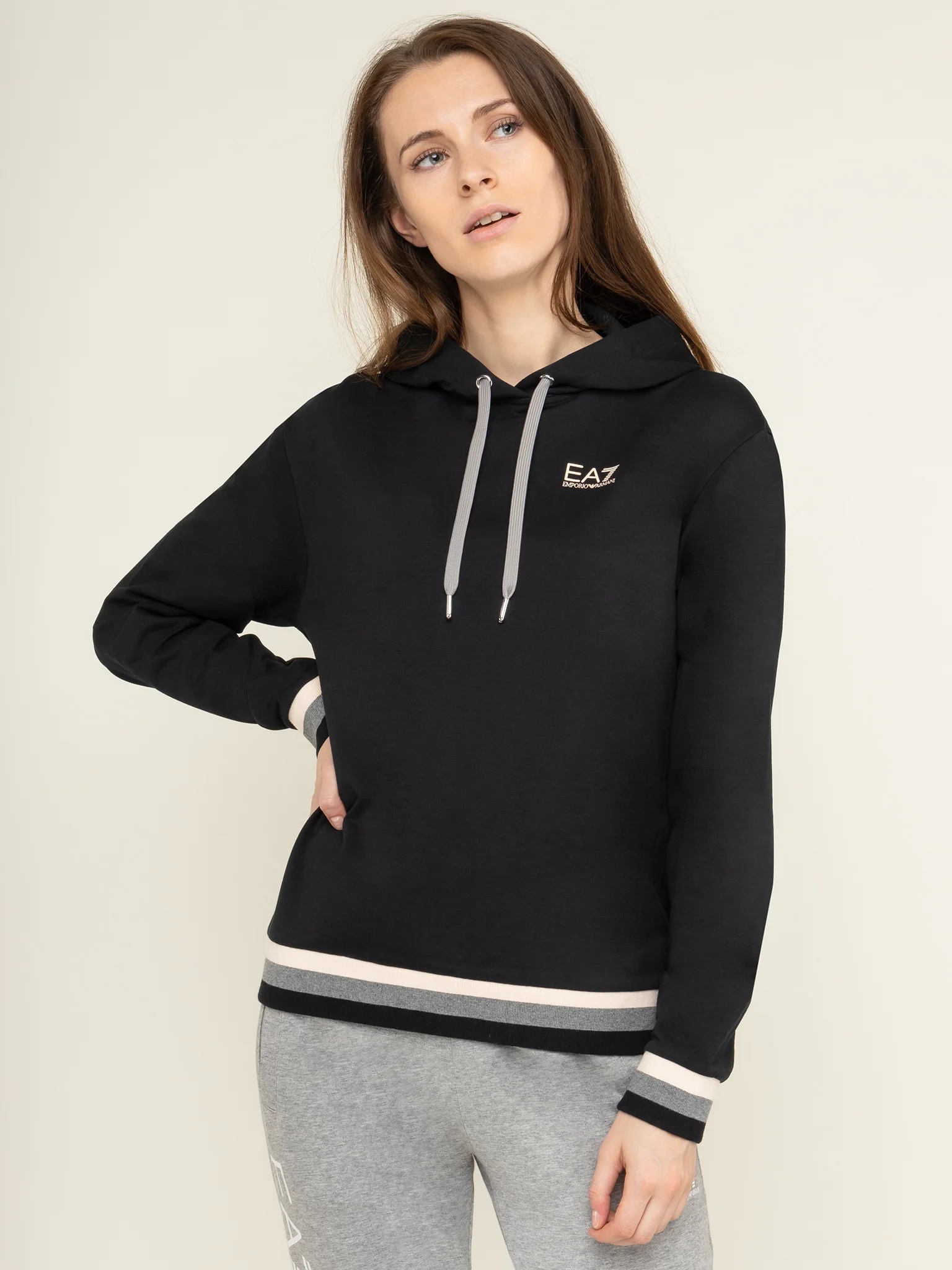 EA7 LOGO HOODED SWEATER 