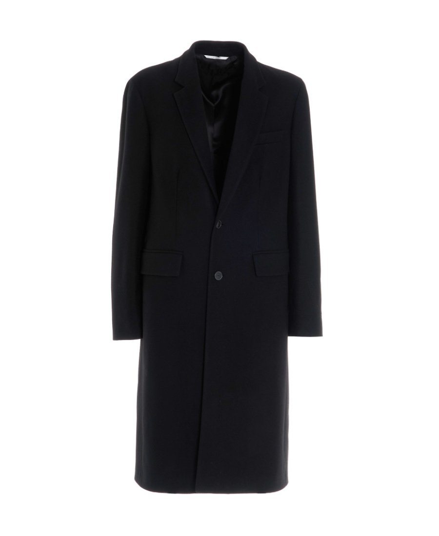 Valentino Single-breasted Wool-blend Coat In Black