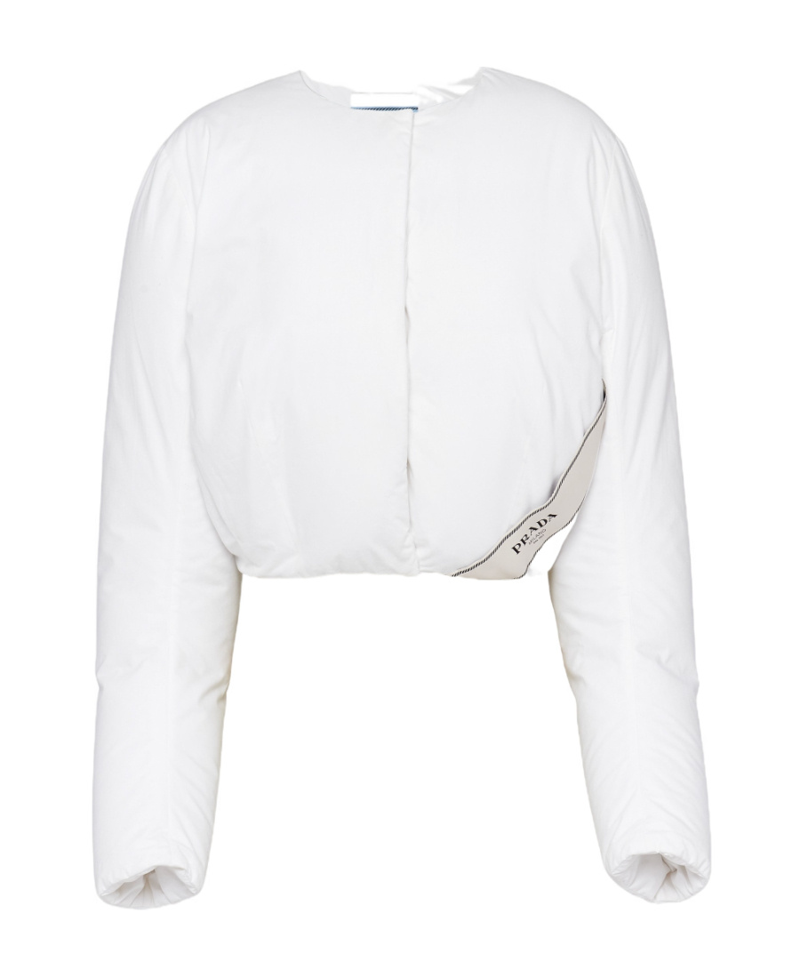 Prada Cropped Padded Jacket In White