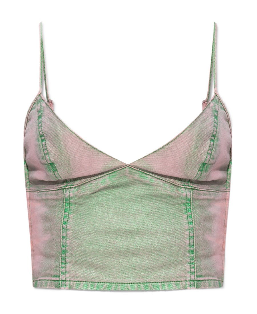Diesel De-fulvy-s Denim Cropped Top In Gray