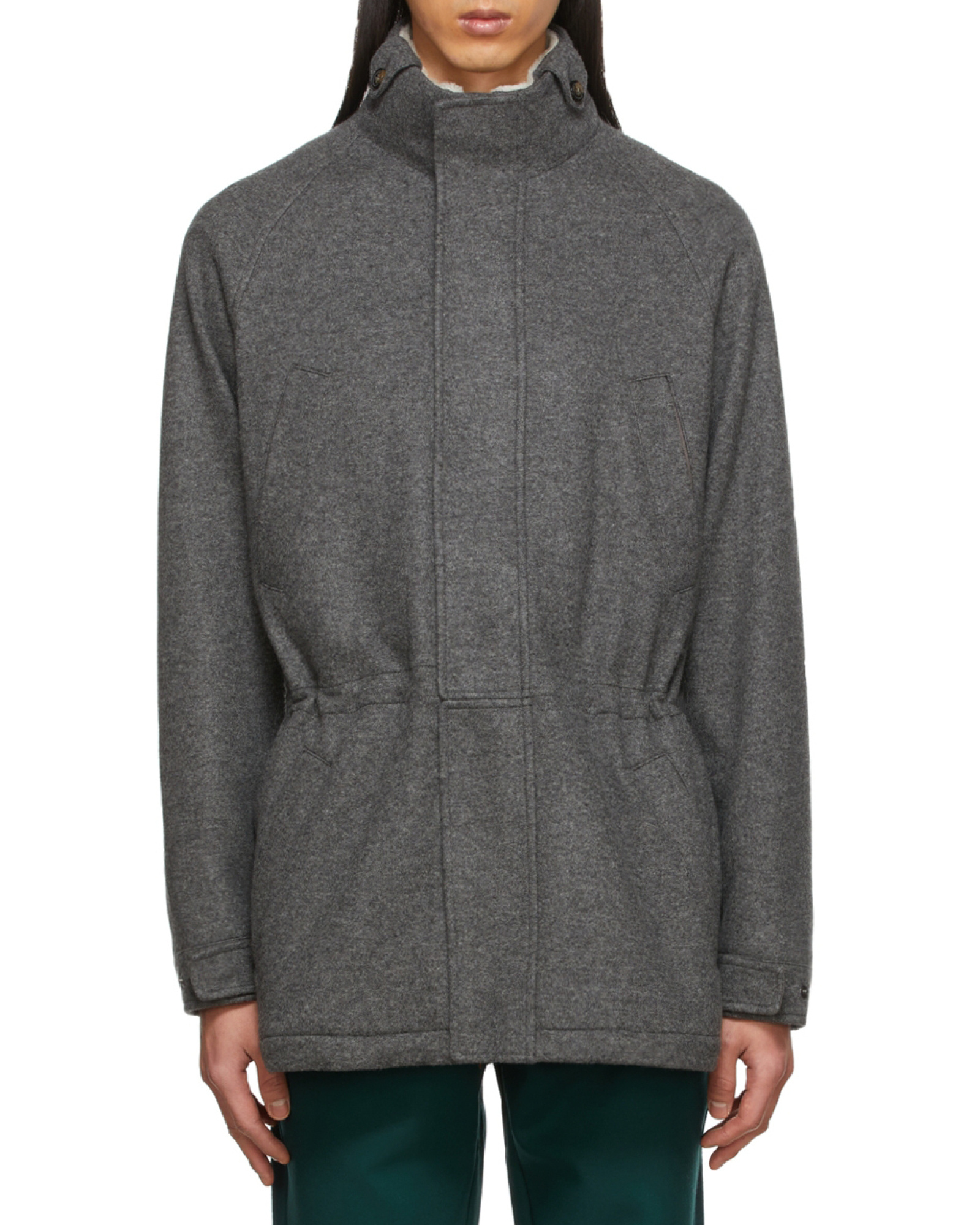 Loro Piana Elastic Waist And Standing Collar Casual Jacket In Black