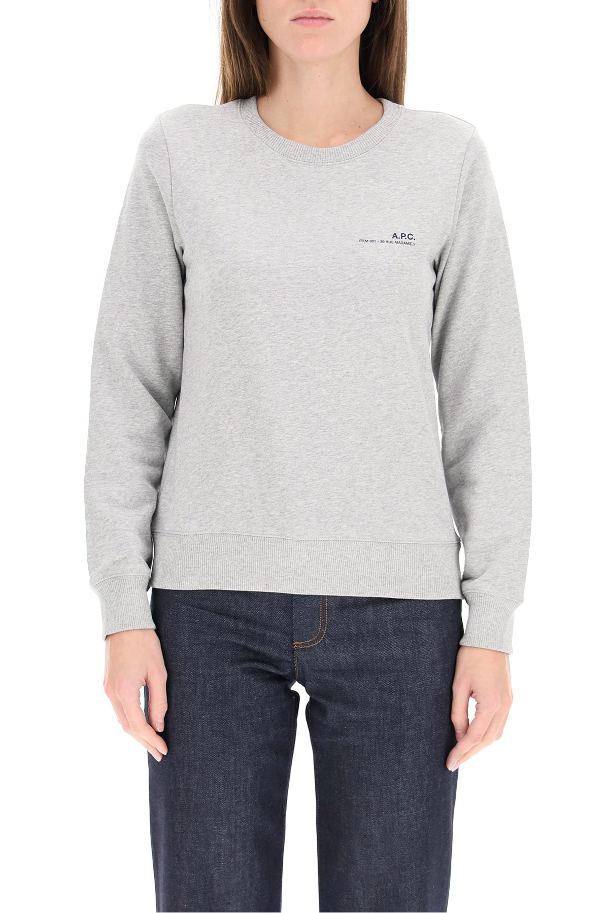 Apc Logo Print Sweatshirt In Gray