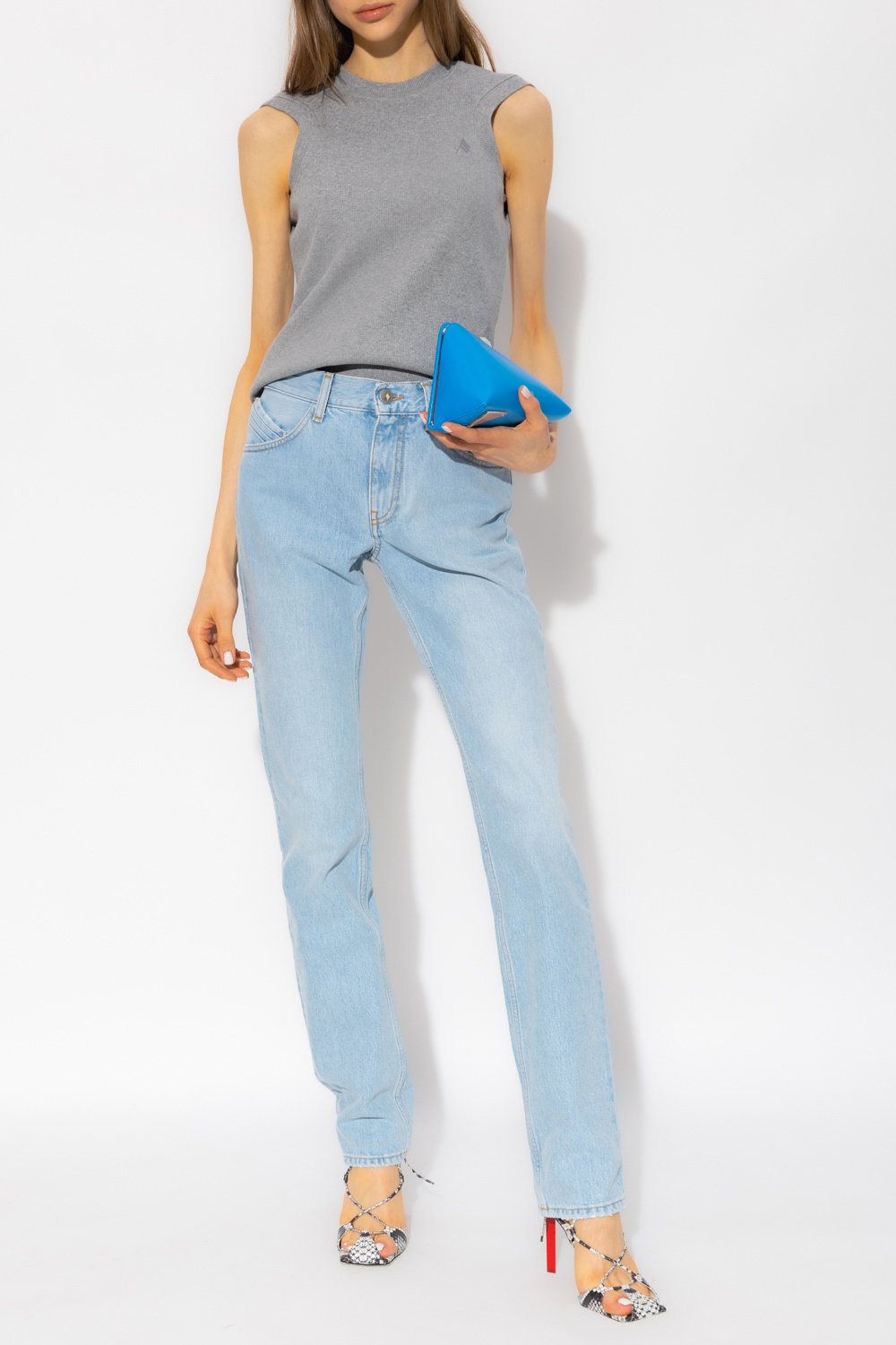 Attico The Reese Crewneck Tank Top In Gray