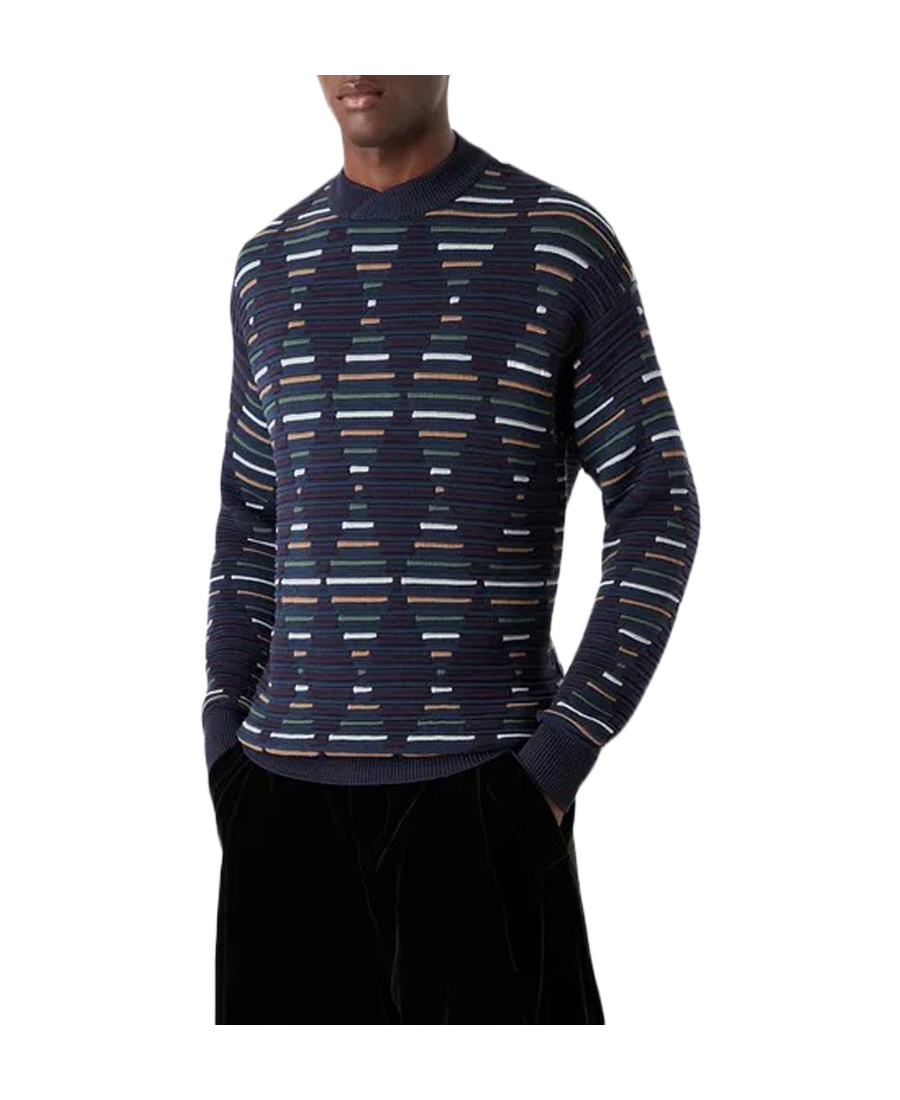 Giorgio Armani Man Sweater Navy Size 46 Virgin Wool In Black