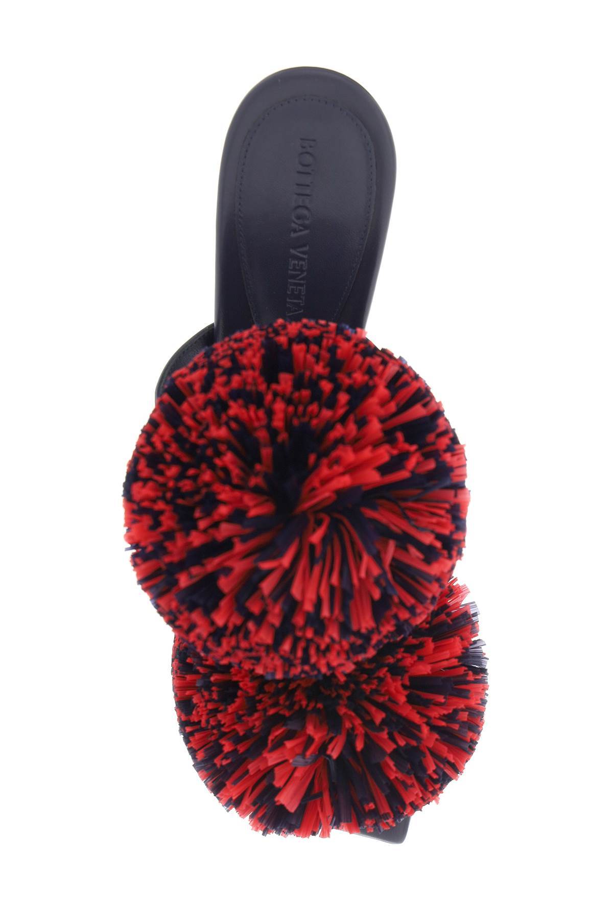 Bottega Veneta Adam Leather Two-band Pom Sandals In Black