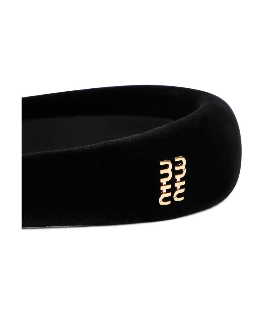 MIU MIU MIU MIU LOGO-EMBELLISHED VELVET HEADBAND