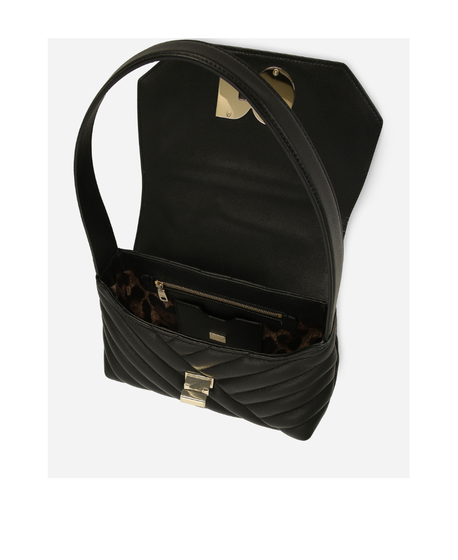 Dolce & Gabbana Logo-buckle Padded Leather Bag In Black