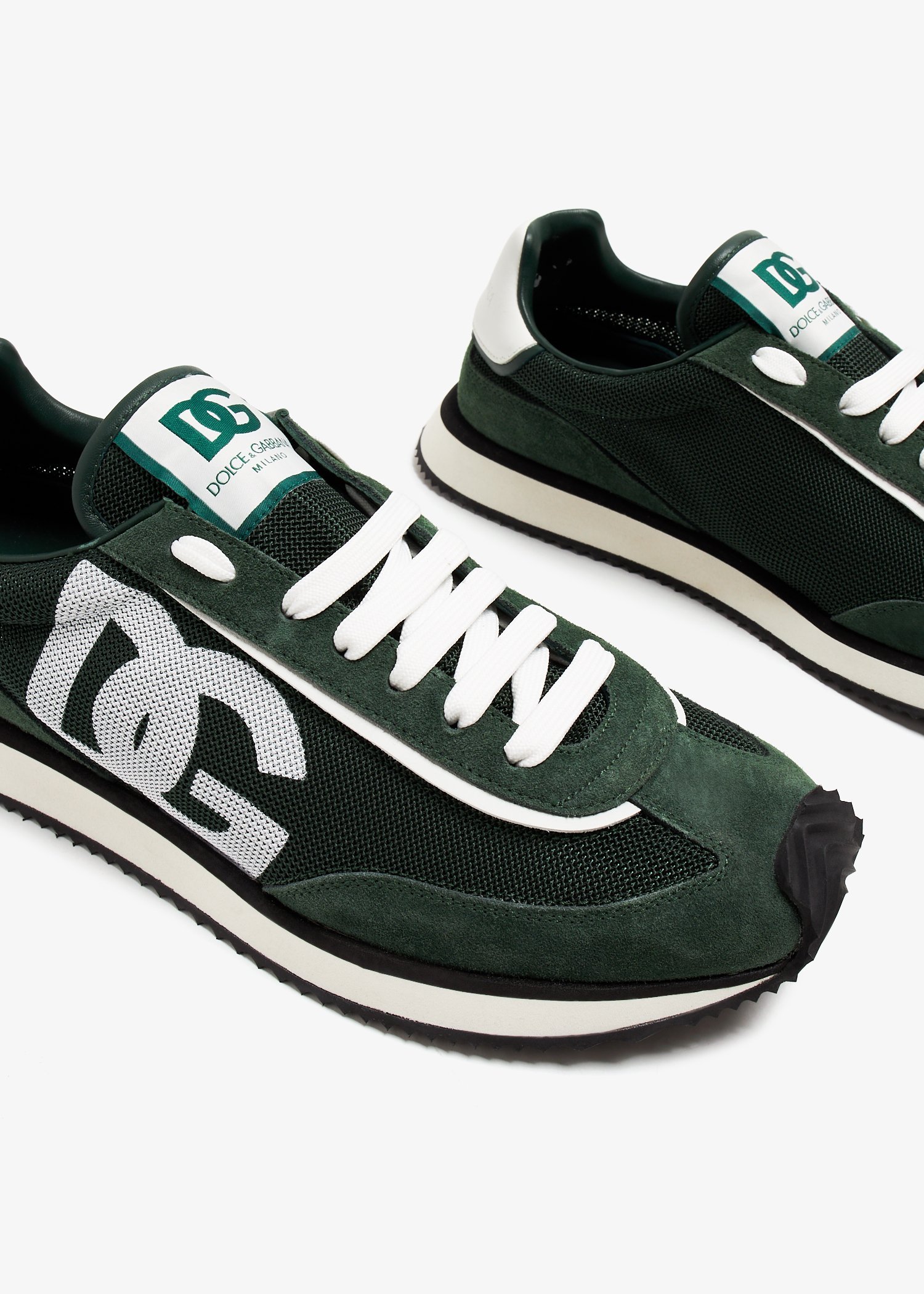 Dolce & Gabbana Multicolor Suede And Mesh Dg Aria Sneakers In Green