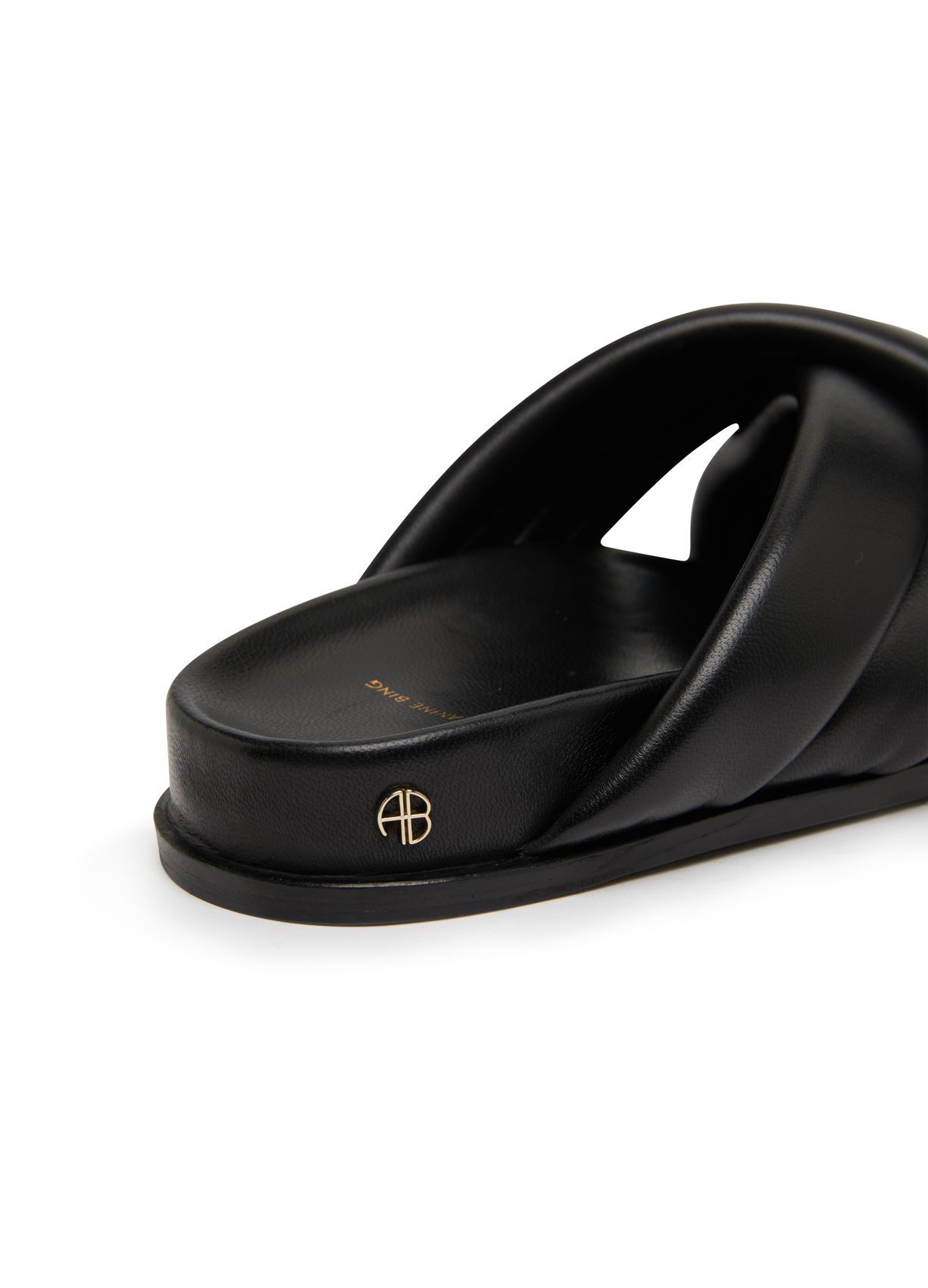 Shop Anine Bing Round Toe Slippers In Black