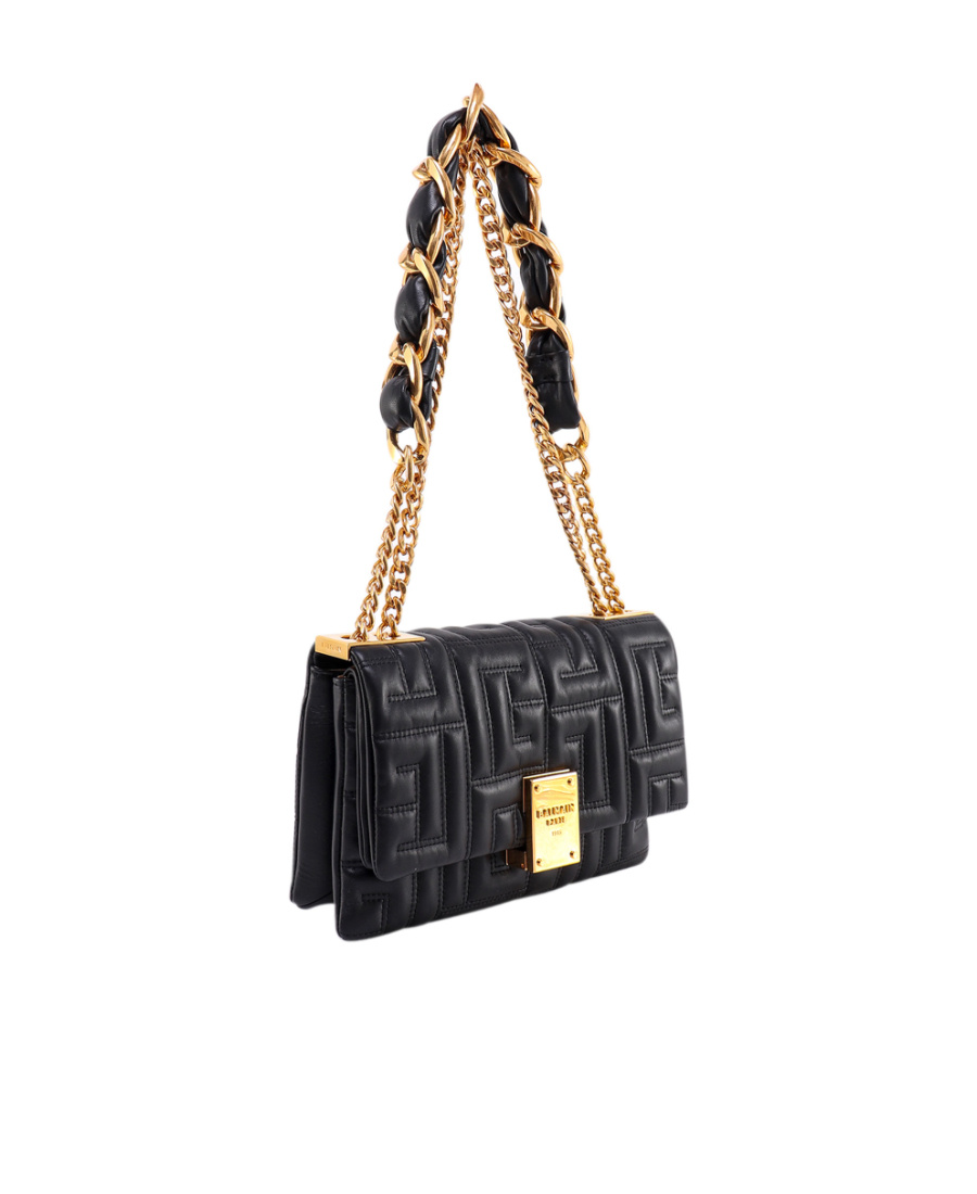 Balmain 1945 Soft Small Bag In Quilted Leather In Black