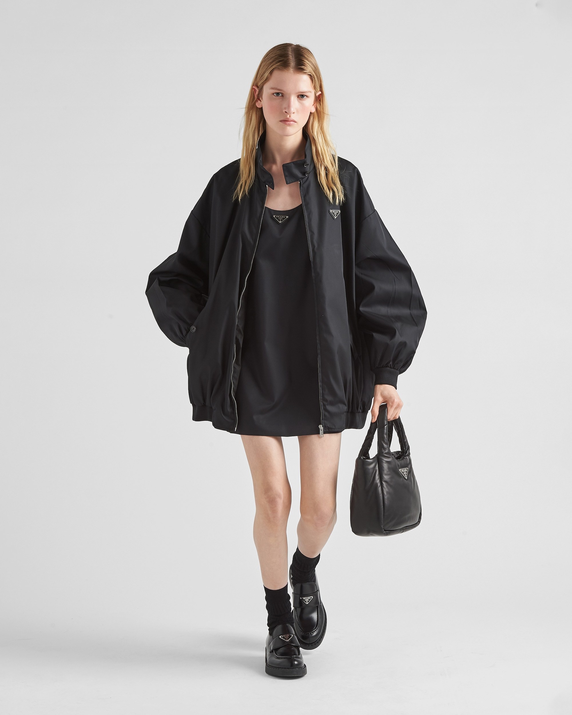 Prada Re-nylon Mini Dress In Black | ModeSens