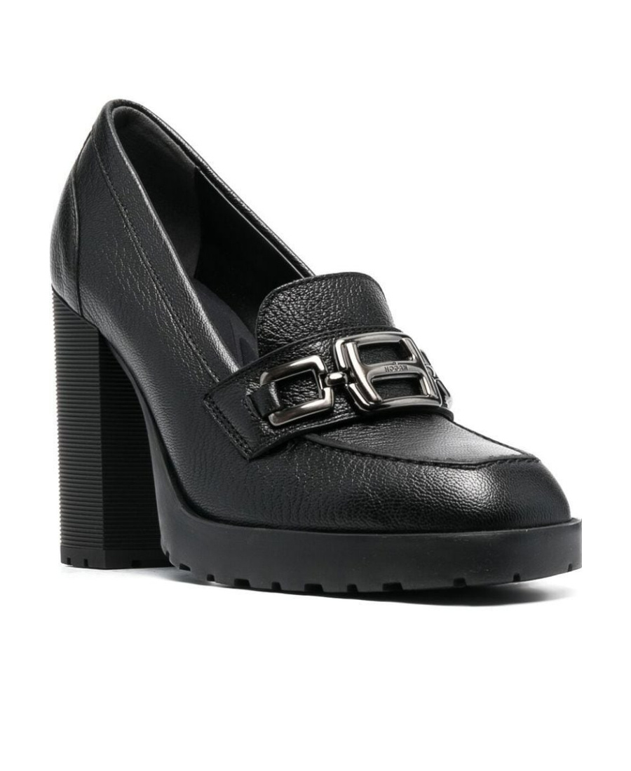 Hogan H623 Logo-plaque Loafer Pumps In Black