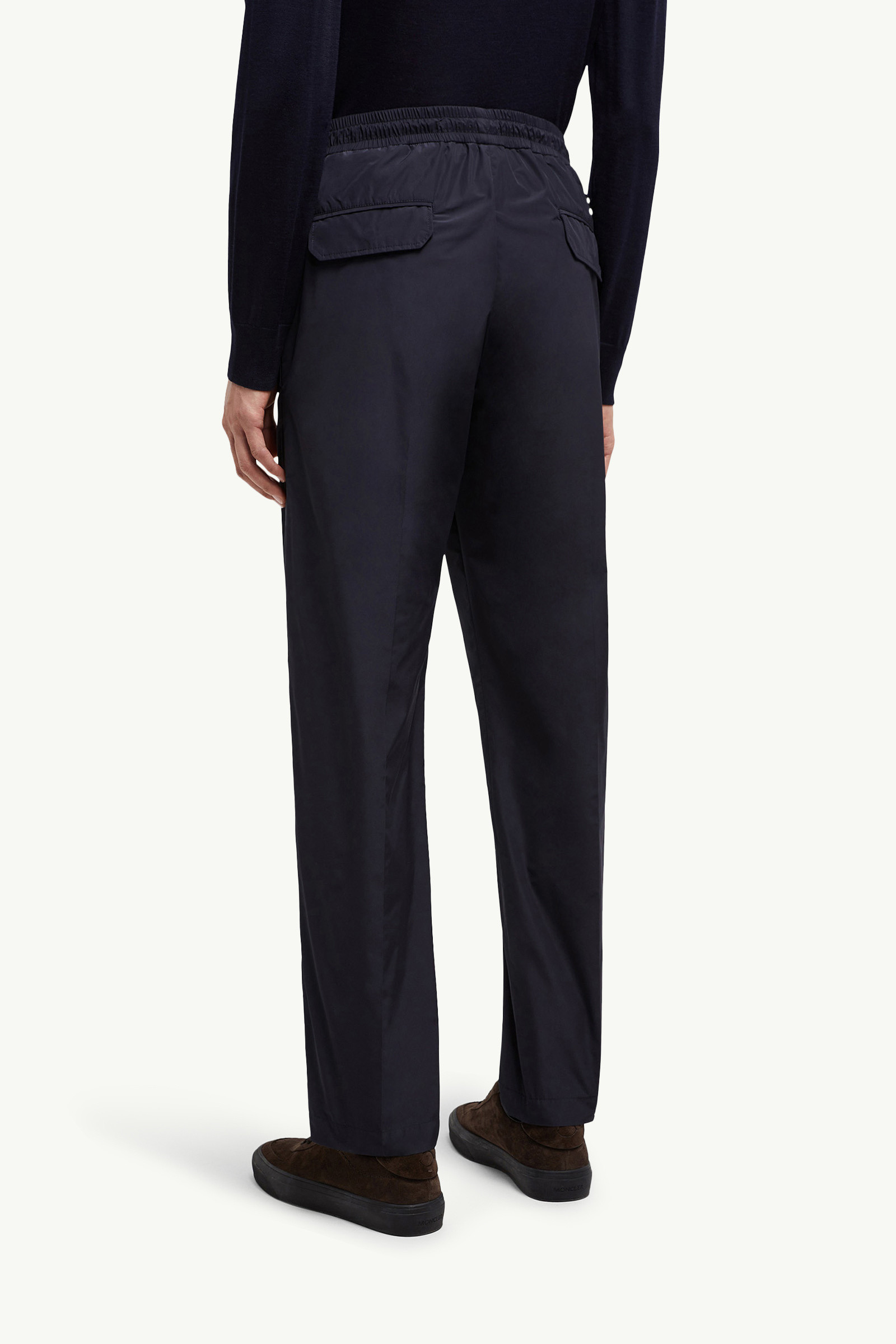 Moncler Wool Blend Gabardine Pants In Blue