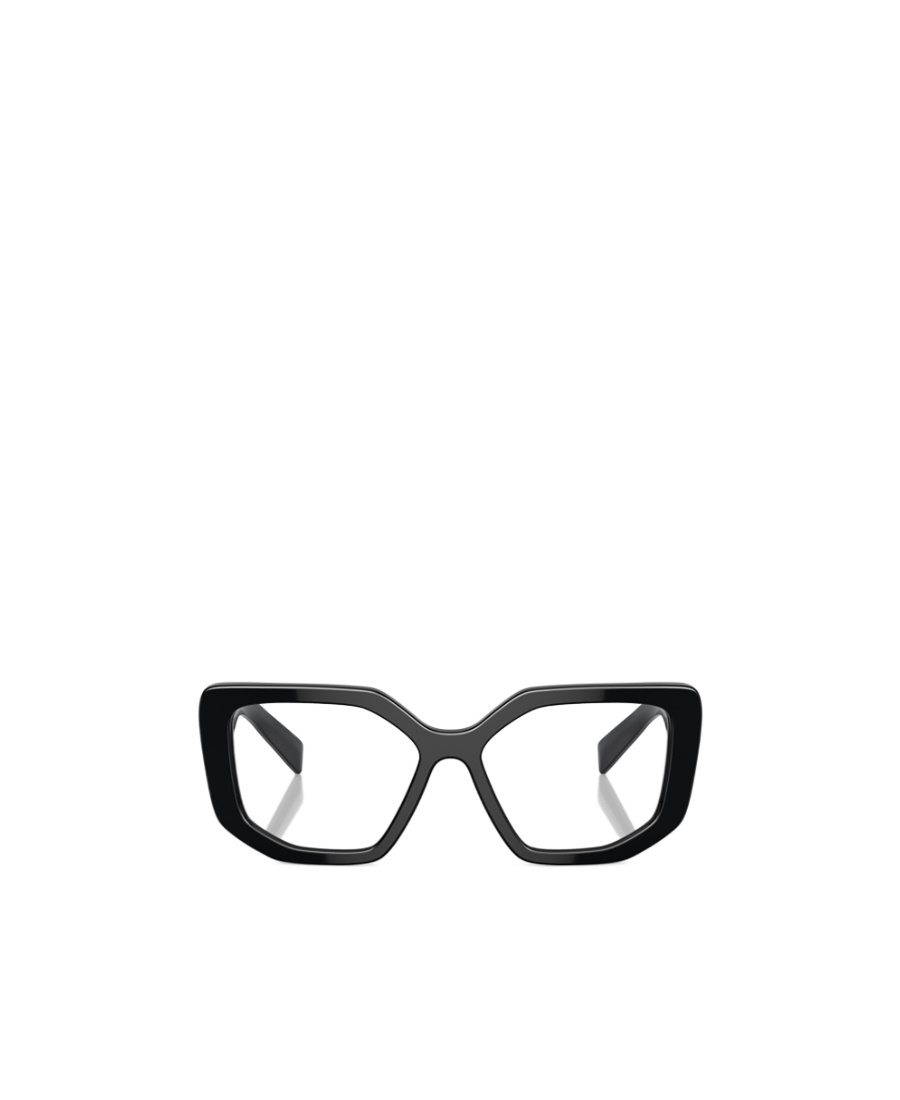 Shop Prada Geometric-frame Logo Glasses In Black