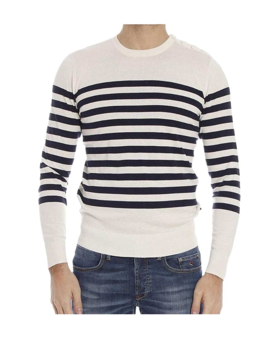 Armani Jeans Striped Sweater In White