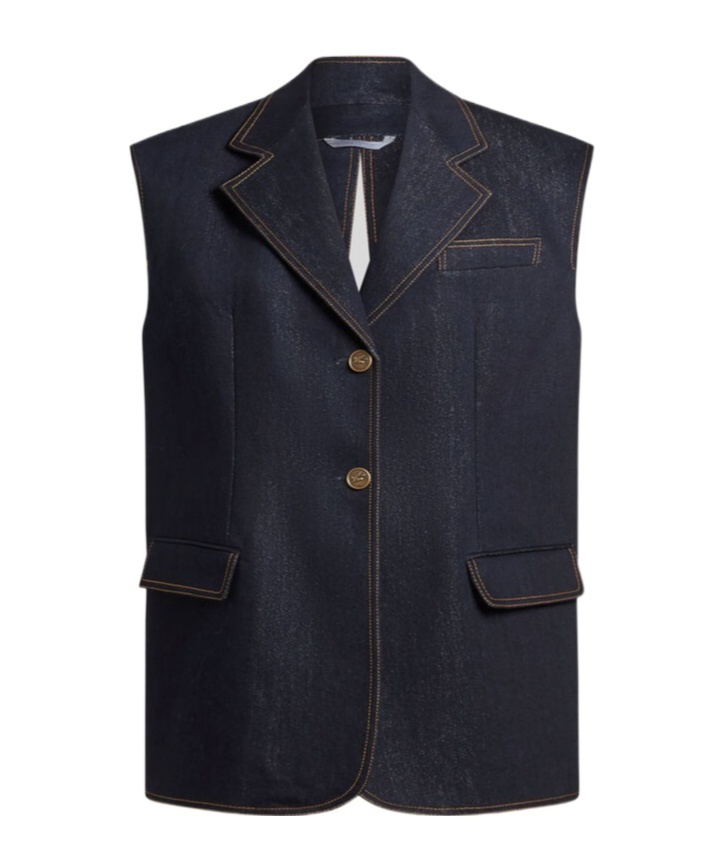 Etro Denim Waistcoat Jackets Blue In Black