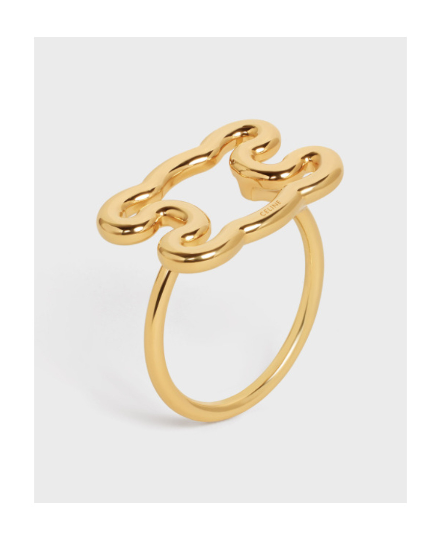 Celine Triomphe Frame Gold Finish Ring In Yellow