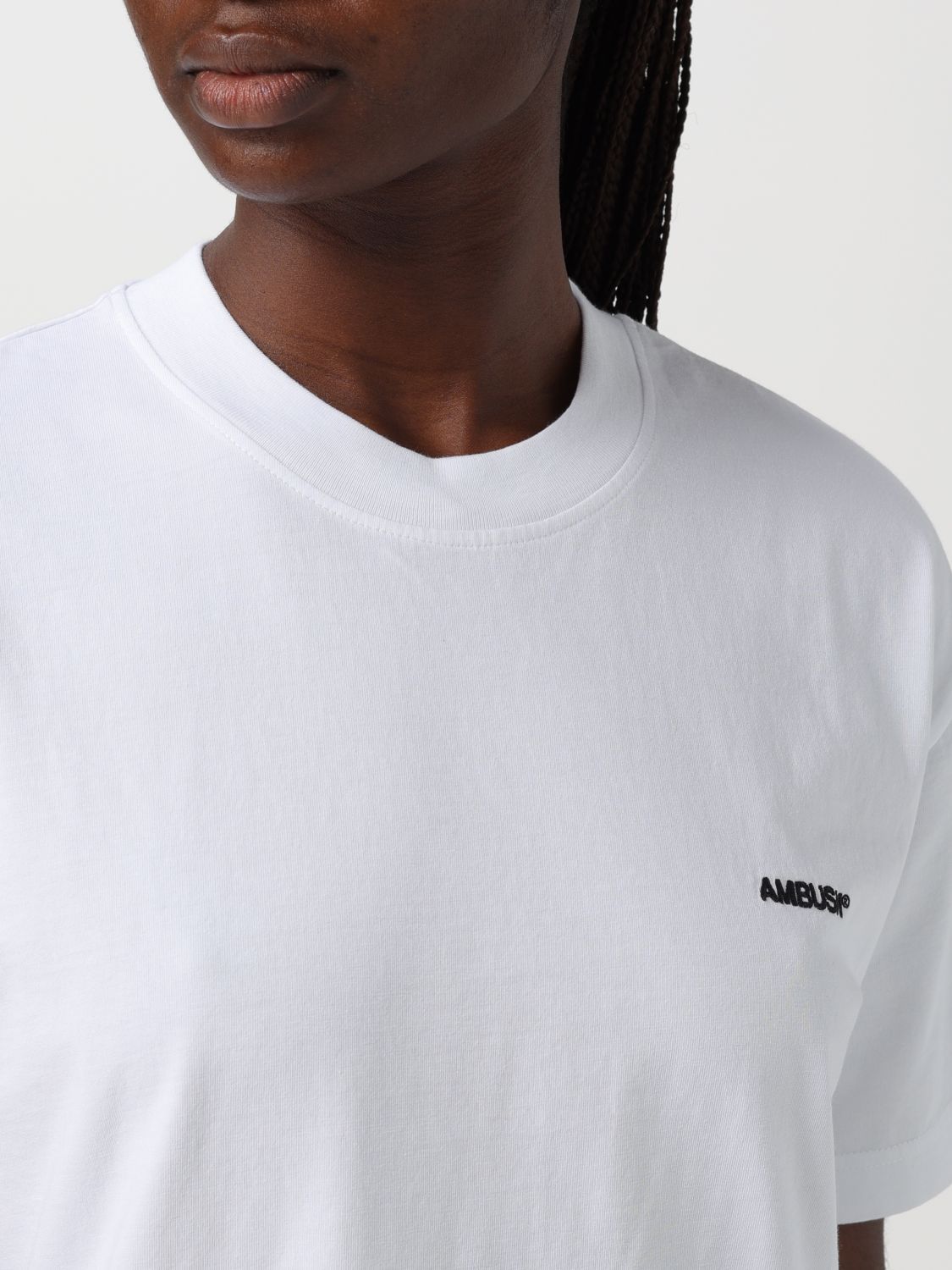 Ambush T-shirt With Round Neck And Short Sleeves In White