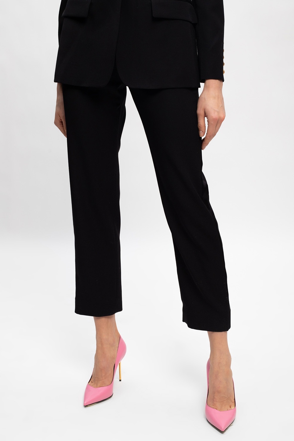 Balmain Straight-leg Wool Cropped Trousers In Black