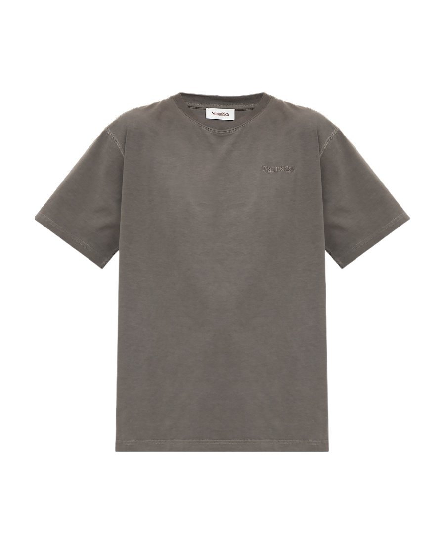 Nanushka Logo-embroidered Cotton T-shirt In Gray