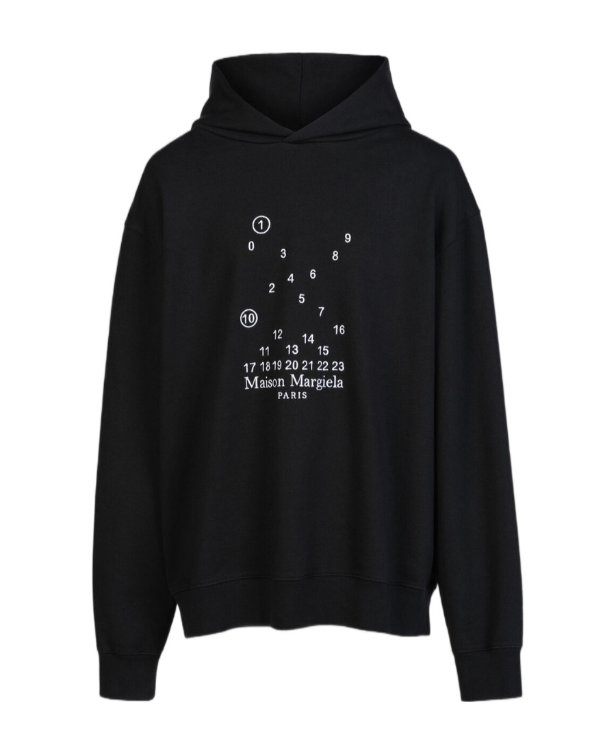 MM6 MAISON MARGIELA MAISON MARGIELA LOGO-PRINTED LONG-SLEEVED HOODIE