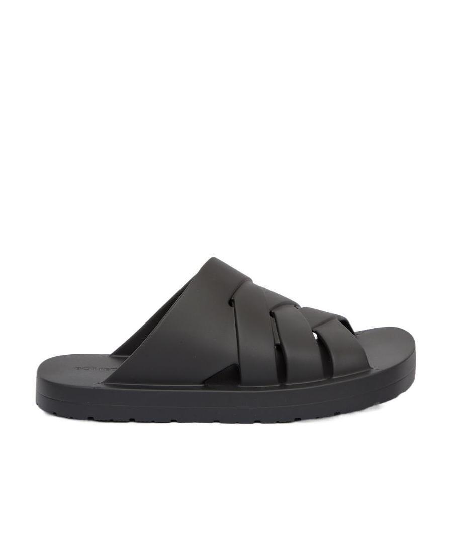 Bottega Veneta Open Toe Cold Drag Of Logo In Black