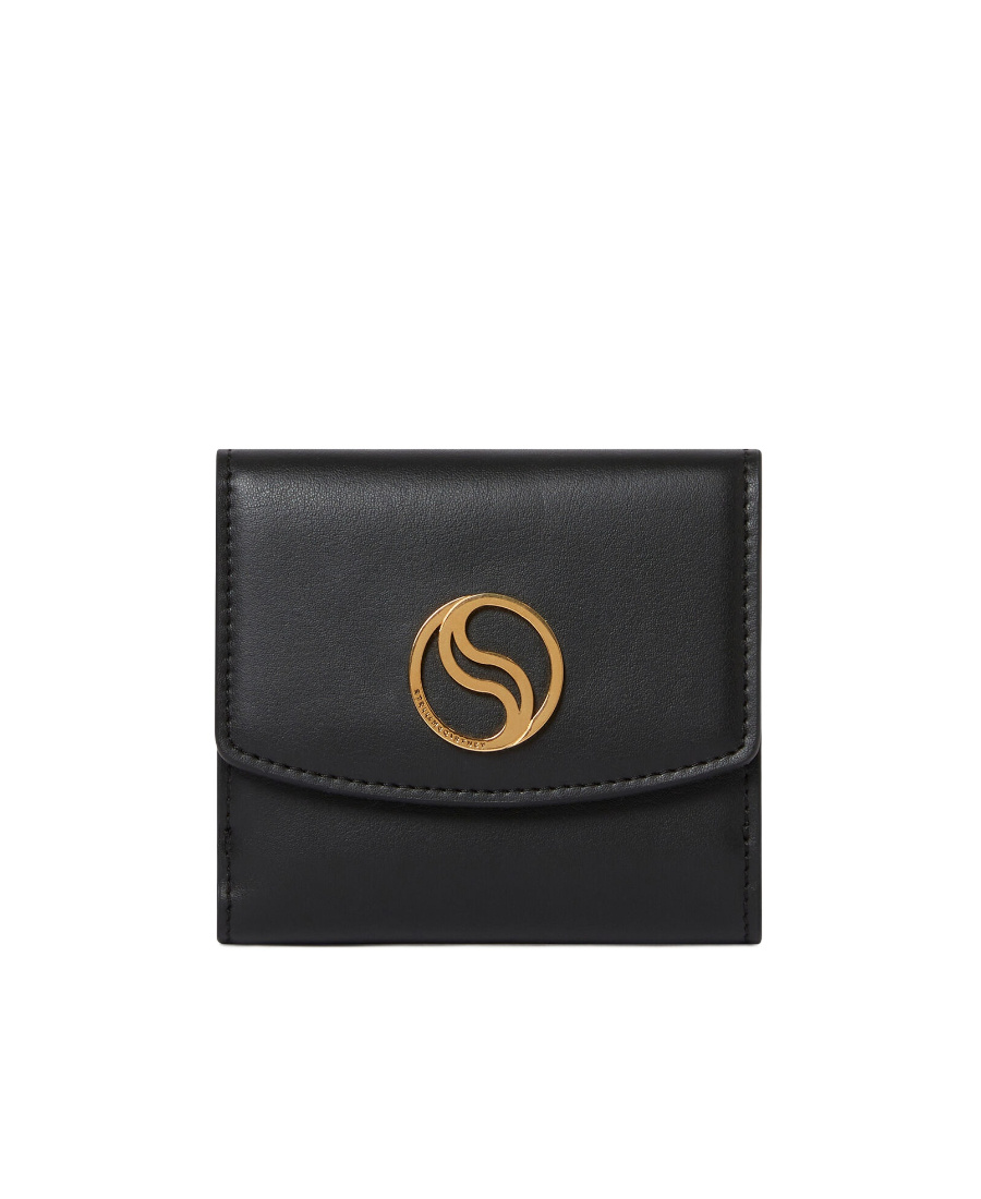 Stella Mccartney S-wave Small Flap Wallet In Black