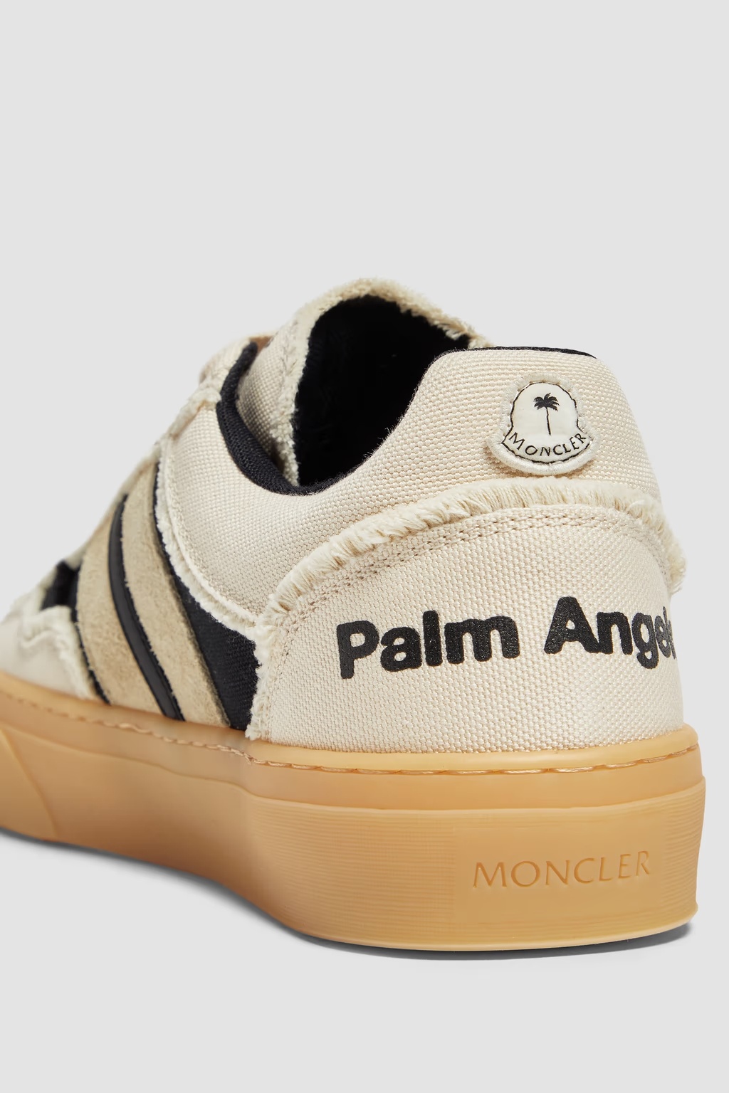 Moncler Sneakers Monaco2 En Toile Et Daim X Palm Angels In Black