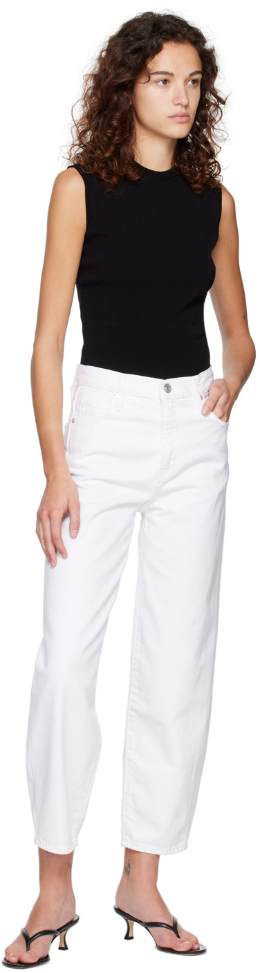 Frame Low Slung Barrel Pants In Natural Clean In White