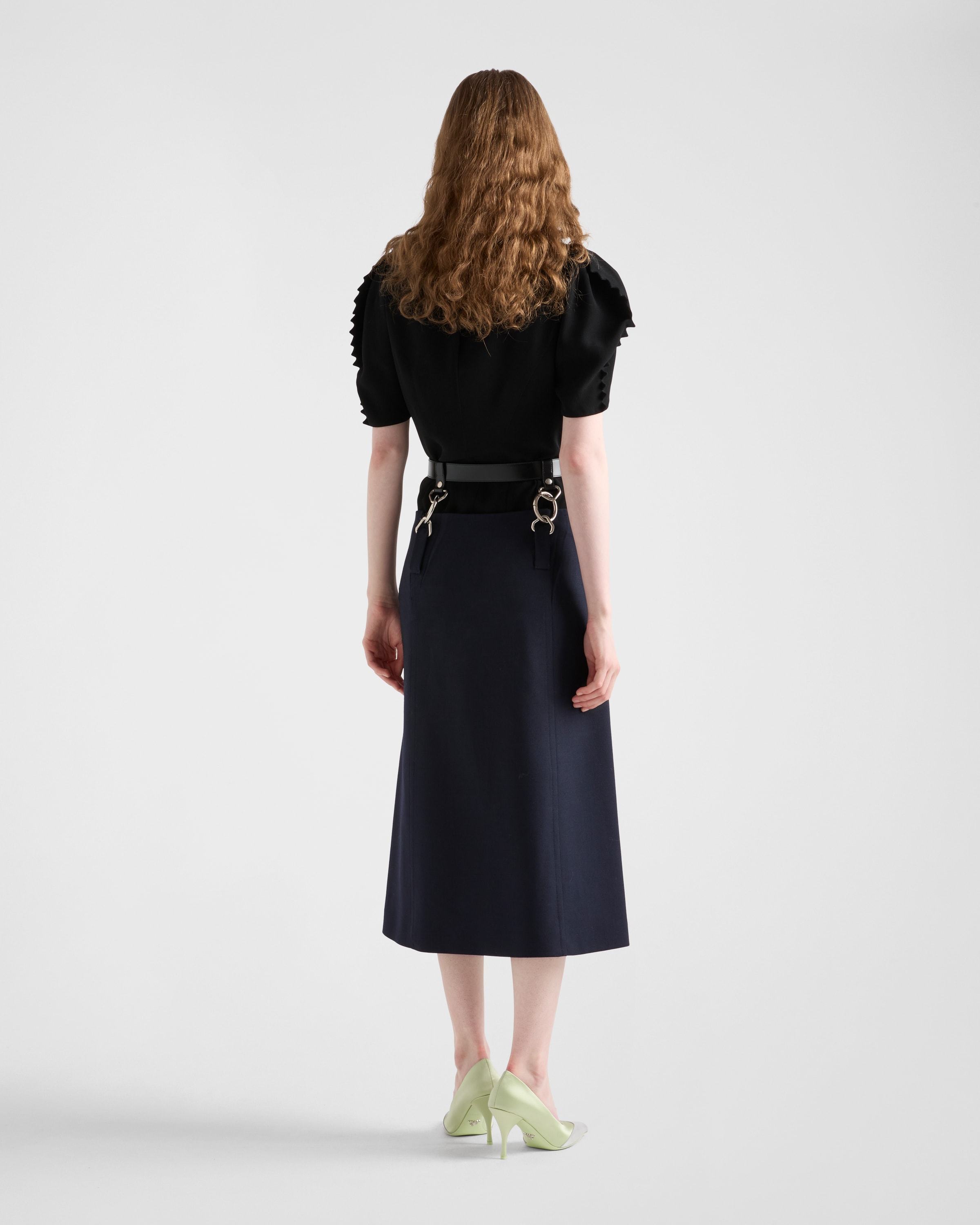 Shop Prada Rush Stitch Skirt With Belt In Blue