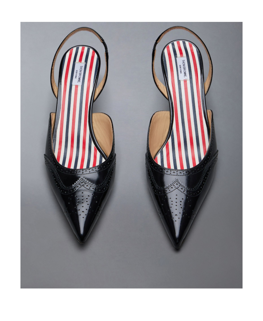 Shop Thom Browne Pointed-toe Low-heel Pumps In Black