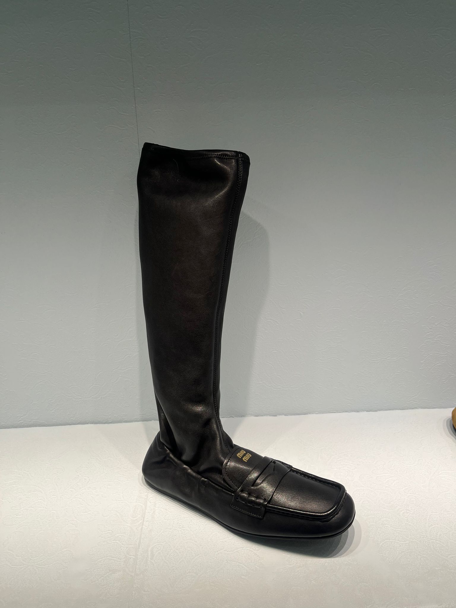 Miu Miu Ruches Nappa Leather Boots In Black
