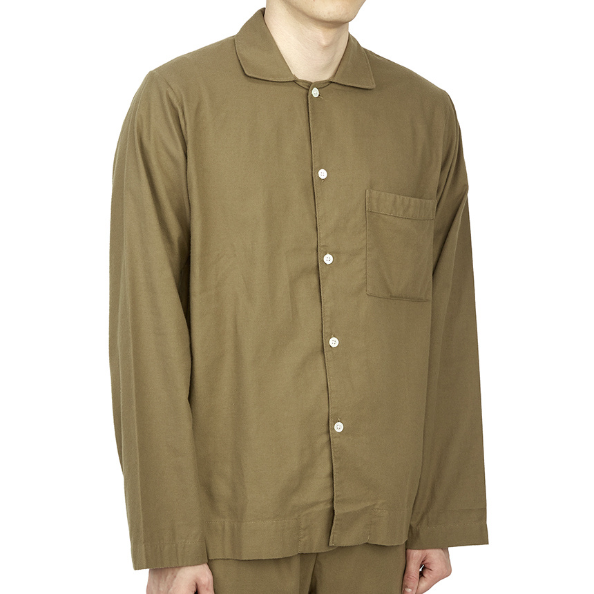 Tekla Flannel Long-sleeved Pajamas In Green
