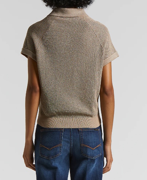Peserico Women Tricot Polo Shirt In Pure Cotton Crepe Yarn In Brown