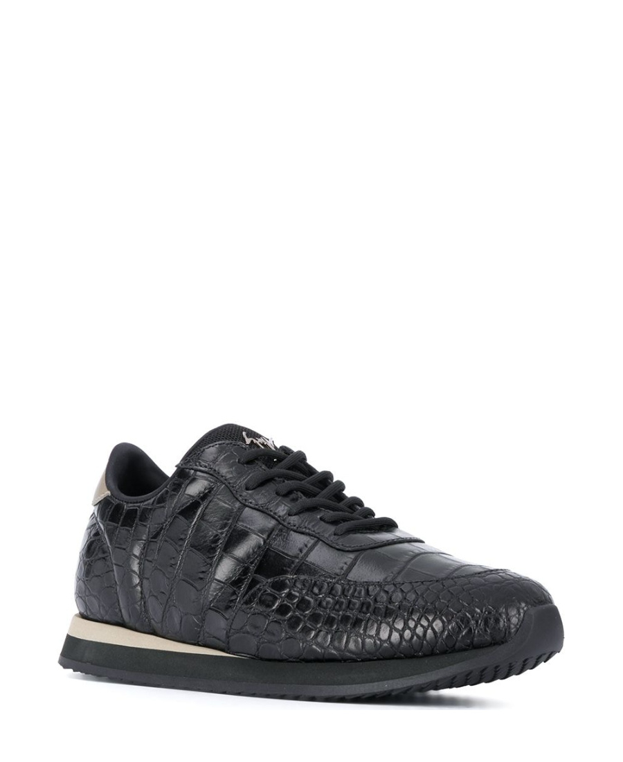 Shop Giuseppe Zanotti Imitation Crocodile Leather Casual Sneakers In Black