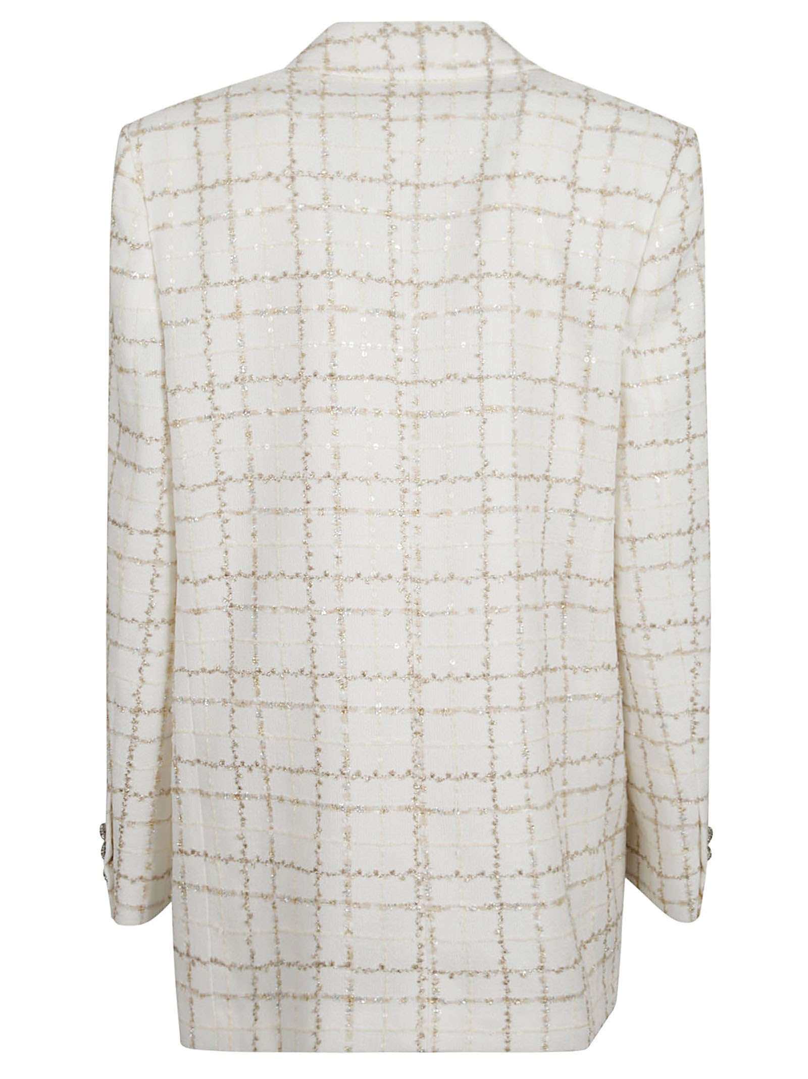 Alessandra Rich Oversized Tweed Jacket With Plaid Pattern In White