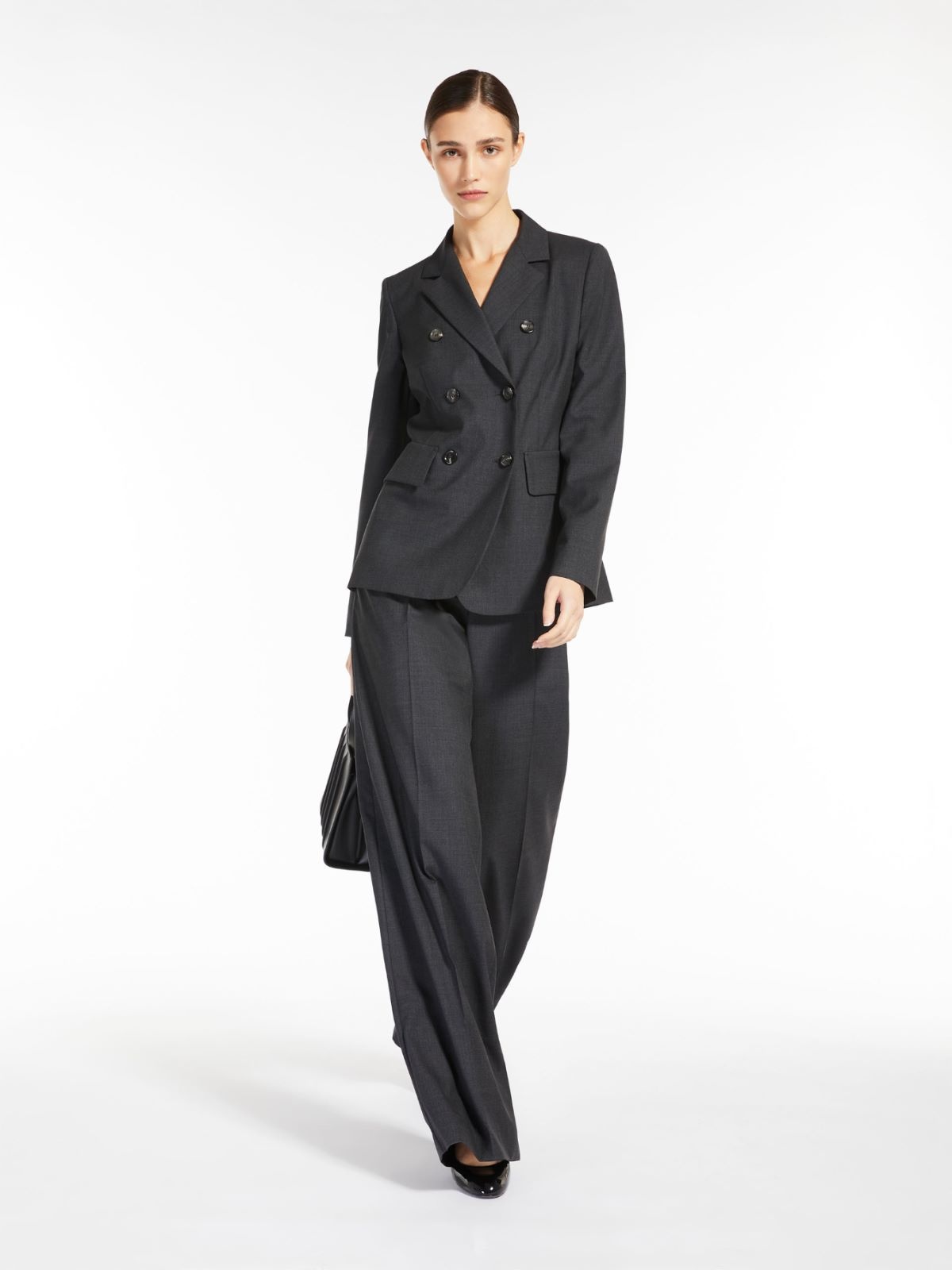 Shop Max Mara Wool Double-breasted Blazer In Black