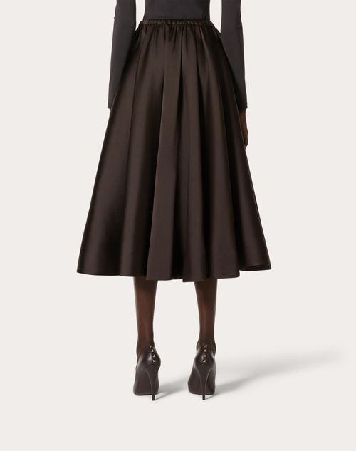 Valentino Pleated Tech Duchesse Midi Skirt In Black