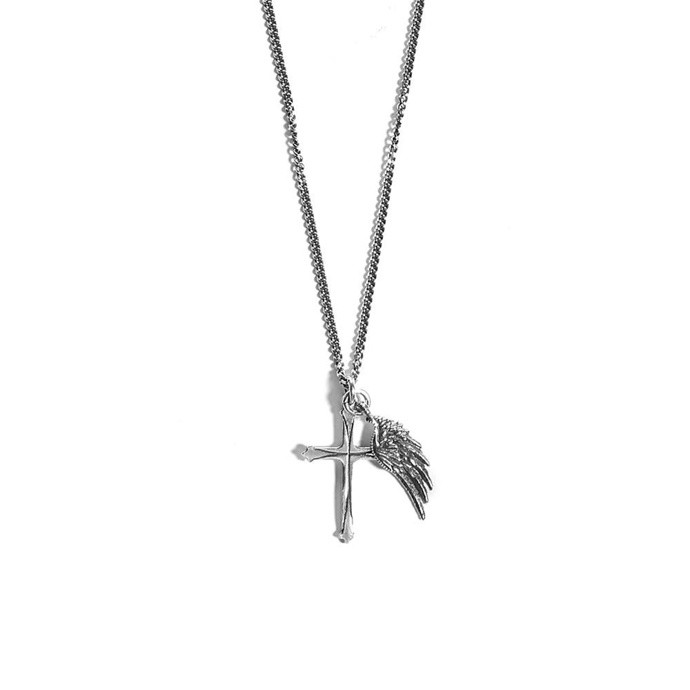 EMANUELE BICOCCHI WING AND CROSS PENDANT NECKLACE