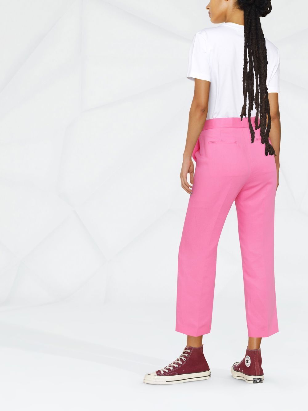 Msgm Cropped Tailored Trousers In Pink