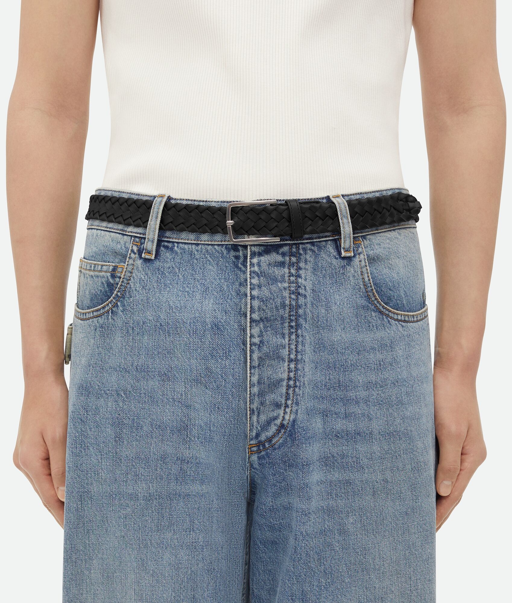 Bottega Veneta Intraccio Cabat Belt In Black