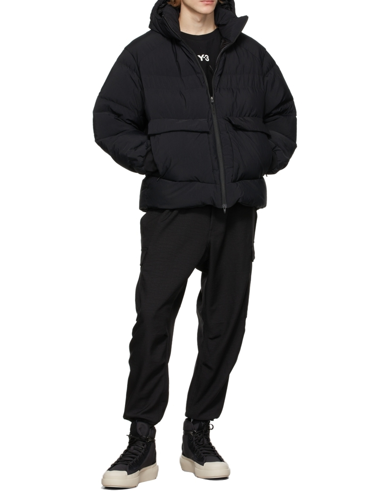 Y-3 Logo-print Puffer Jacket In Black